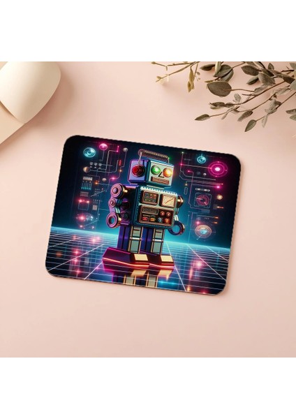 Işık Saçan Retro Robot Mousepad - 19X23 cm 2 mm Dikdörtgen Ithal Baskılı Mouse Pad indirimleri