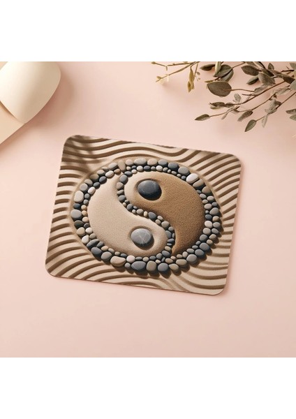 Doğal Taşlarla Yin Yang Mousepad - 19X23 cm 2 mm Dikdörtgen Ithal Baskılı Mouse Pad indirimleri