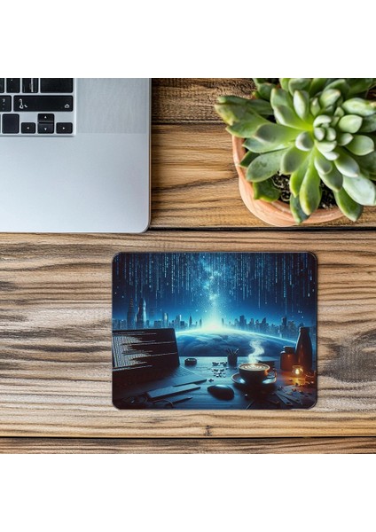 Binary Rain Efektli Cappuccino Mouse Pad - 19X23 cm 2 mm Dikdörtgen Ithal Baskılı Mouse Pad modelleri