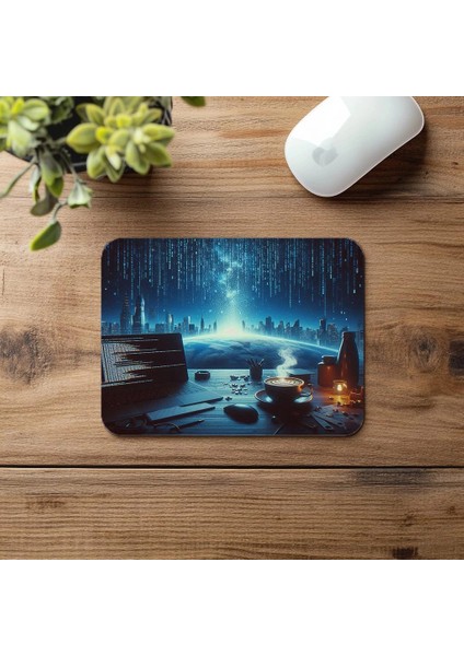 Binary Rain Efektli Cappuccino Mouse Pad - 19X23 cm 2 mm Dikdörtgen Ithal Baskılı Mouse Pad fırsatları