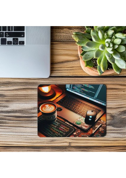 Geliştirici Masası Mousepad – Kahve Yanında - 19X23 cm 2 mm Dikdörtgen Ithal Baskılı Mouse Pad modelleri