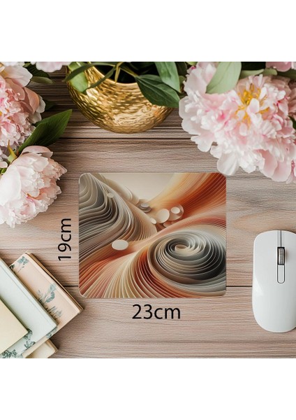 Ritimli Elips Desenli Sade Mouse Pad - 19X23 cm 2 mm Dikdörtgen Ithal Baskılı Mouse Pad