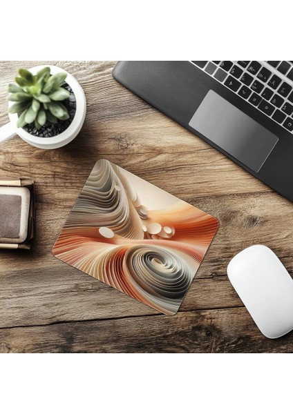 Ritimli Elips Desenli Sade Mouse Pad - 19X23 cm 2 mm Dikdörtgen Ithal Baskılı Mouse Pad