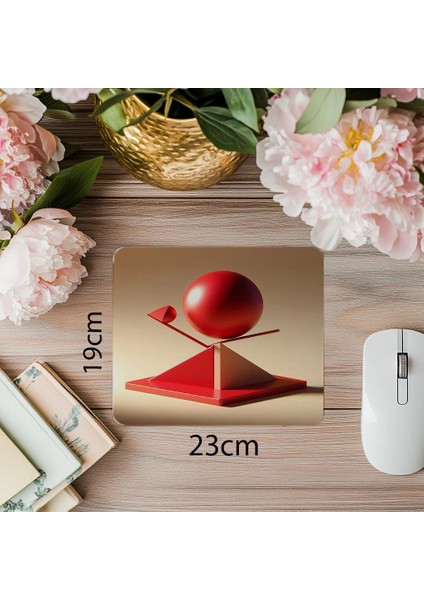 Minimalist Üçgen Platform Üzerinde Küre Mouse Pad - 19X23 cm 2 mm Dikdörtgen Ithal Baskılı Mouse Pad