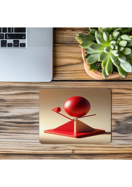 Minimalist Üçgen Platform Üzerinde Küre Mouse Pad - 19X23 cm 2 mm Dikdörtgen Ithal Baskılı Mouse Pad modelleri