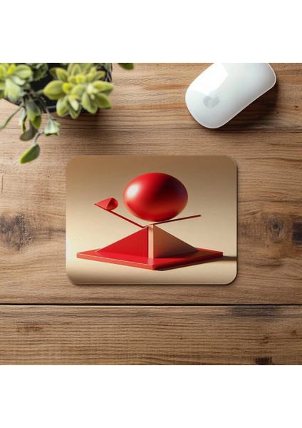 Minimalist Üçgen Platform Üzerinde Küre Mouse Pad - 19X23 cm 2 mm Dikdörtgen Ithal Baskılı Mouse Pad fırsatları