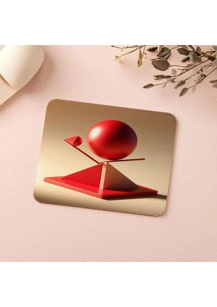 Minimalist Üçgen Platform Üzerinde Küre Mouse Pad - 19X23 cm 2 mm Dikdörtgen Ithal Baskılı Mouse Pad indirimleri