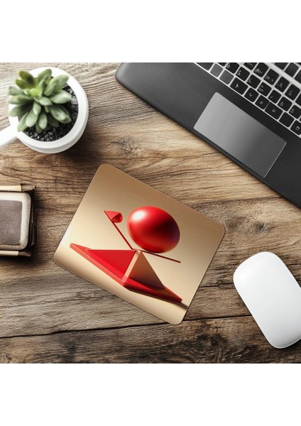 Minimalist Üçgen Platform Üzerinde Küre Mouse Pad - 19X23 cm 2 mm Dikdörtgen Ithal Baskılı Mouse Pad