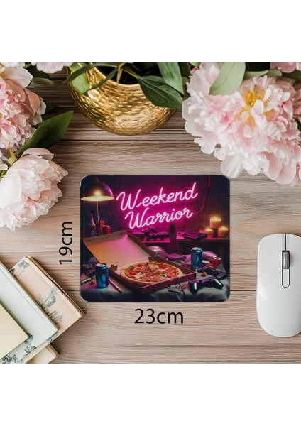 Weekend Warrior Yazılı Komik Gamer Mousepad - 19X23 cm 2 mm Dikdörtgen Ithal Baskılı Mouse Pad
