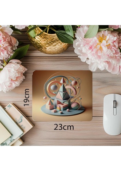 Taş Dokulu Zemin Üzerine Geometrik Mouse Pad - 19X23 cm 2 mm Dikdörtgen Ithal Baskılı Mouse Pad