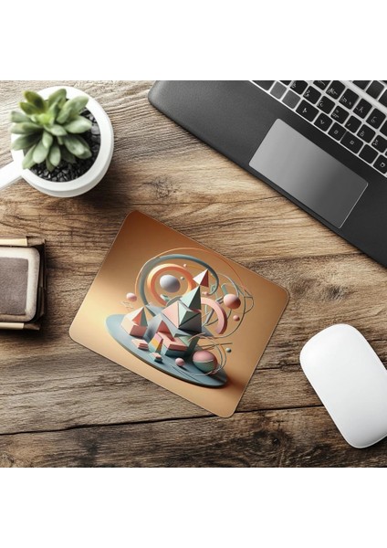 Taş Dokulu Zemin Üzerine Geometrik Mouse Pad - 19X23 cm 2 mm Dikdörtgen Ithal Baskılı Mouse Pad