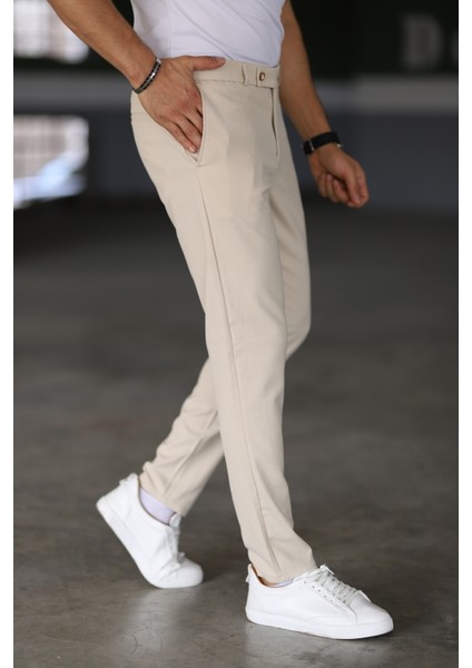 Erkek Krem Renk Italyan Kesim Slimfit Kumaş Pantolon fırsatları