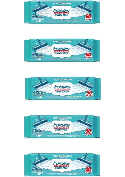Karbonat ve Beyaz Sirke Katkılı Yüzey Yer Temizlik Mandallı Mop Havlusu - 50'li 5 Paket