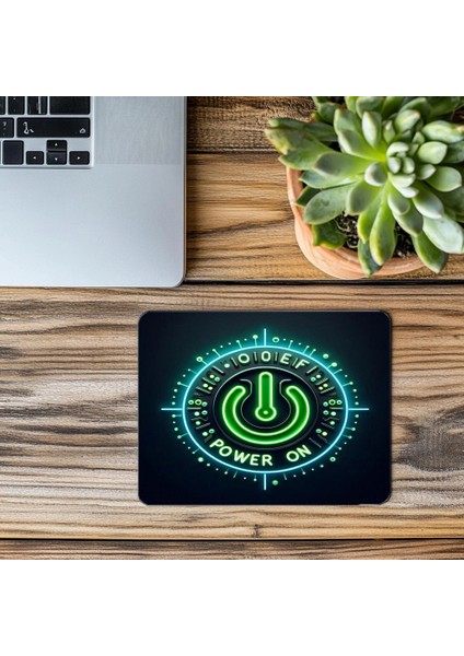 Power On Yazılı Neon Tuşlu Mousepad - 19X23 cm 2 mm Dikdörtgen Ithal Baskılı Mouse Pad modelleri