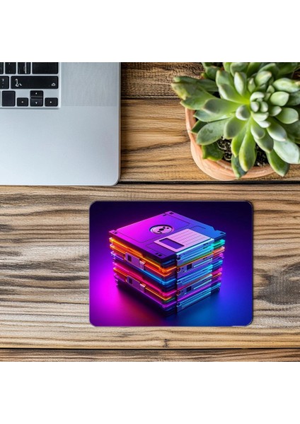 Renkli Disketler Temalı Retro Mousepad - 19X23 cm 2 mm Dikdörtgen Ithal Baskılı Mouse Pad modelleri