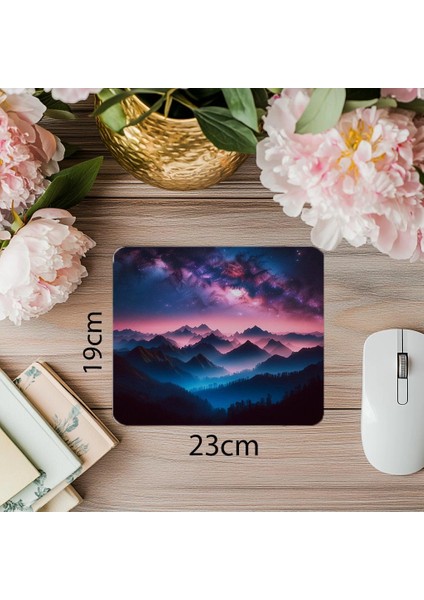 Yıldızlı Gökyüzü ve Dağlar Mousepad - 19X23 cm 2 mm Dikdörtgen Ithal Baskılı Mouse Pad