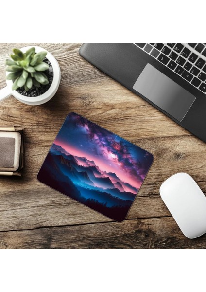 Yıldızlı Gökyüzü ve Dağlar Mousepad - 19X23 cm 2 mm Dikdörtgen Ithal Baskılı Mouse Pad