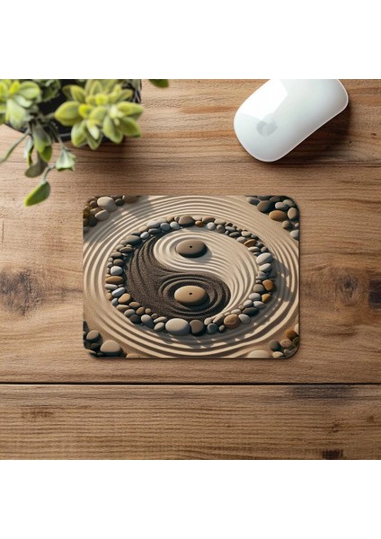 Yin Yang Zen Bahçesi Mousepad Tasarımı - 19X23 cm 2 mm Dikdörtgen Ithal Baskılı Mouse Pad fırsatları