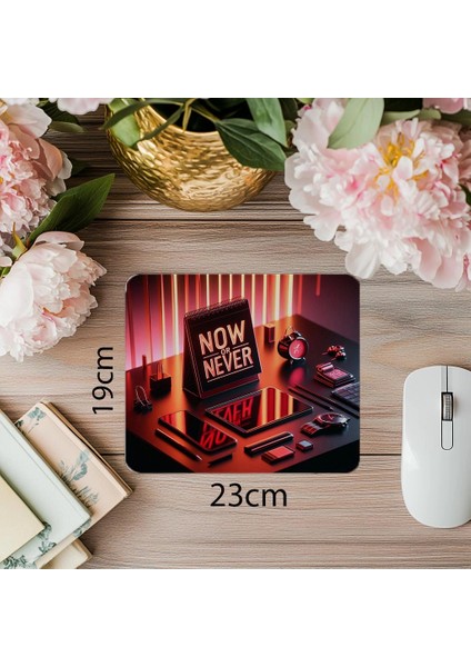 Now Or Never Yazılı Vurgulu Mousepad - 19X23 cm 2 mm Dikdörtgen Ithal Baskılı Mouse Pad