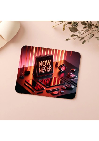 Now Or Never Yazılı Vurgulu Mousepad - 19X23 cm 2 mm Dikdörtgen Ithal Baskılı Mouse Pad indirimleri