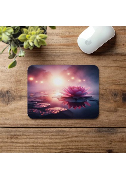 Pastel Işıklı Lotus Çiçeği Mousepad - 19X23 cm 2 mm Dikdörtgen Ithal Baskılı Mouse Pad fırsatları