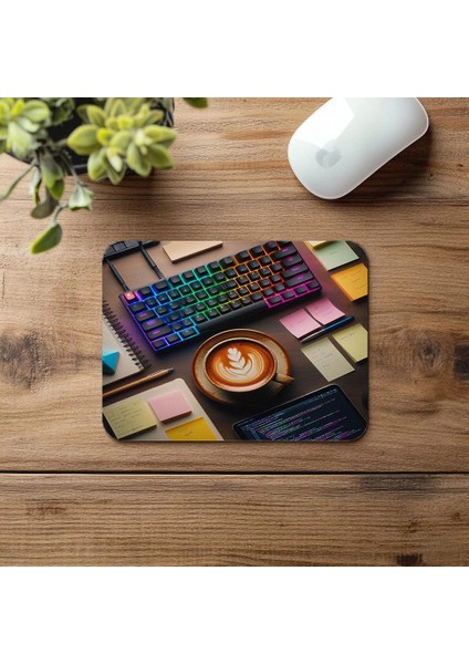Sticky Note ve Kod Parçacıklı Mouse Pad - 19X23 cm 2 mm Dikdörtgen Ithal Baskılı Mouse Pad fırsatları