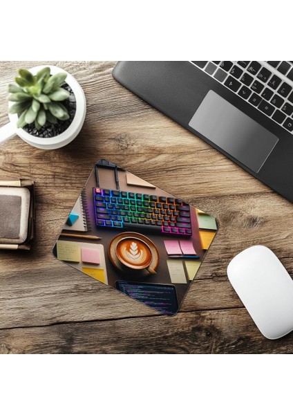Sticky Note ve Kod Parçacıklı Mouse Pad - 19X23 cm 2 mm Dikdörtgen Ithal Baskılı Mouse Pad