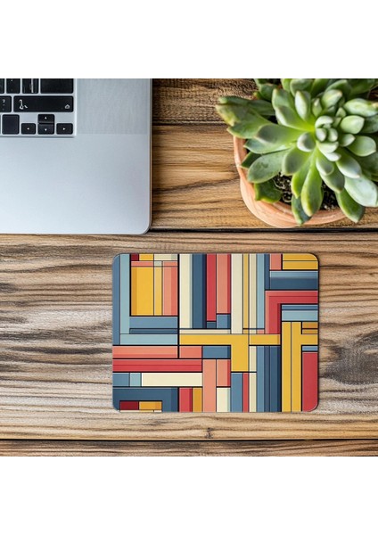 Bauhaus Stilinde Renkli Şekillerle Mouse Pad - 19X23 cm 2 mm Dikdörtgen Ithal Baskılı Mouse Pad modelleri