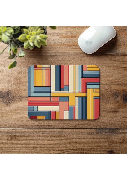 Bauhaus Stilinde Renkli Şekillerle Mouse Pad - 19X23 cm 2 mm Dikdörtgen Ithal Baskılı Mouse Pad fırsatları