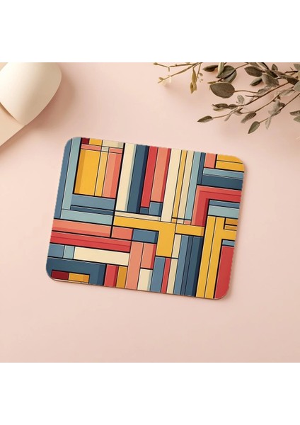 Bauhaus Stilinde Renkli Şekillerle Mouse Pad - 19X23 cm 2 mm Dikdörtgen Ithal Baskılı Mouse Pad indirimleri