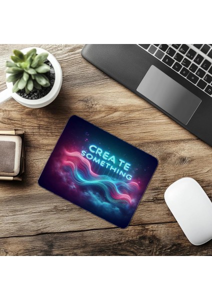 Create Something Neon Yazılı Dalga Mousepad - 19X23 cm 2 mm Dikdörtgen Ithal Baskılı Mouse Pad