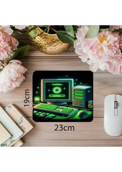 Pixel Art Bilgisayar Temalı Gamer Mousepad - 19X23 cm 2 mm Dikdörtgen Ithal Baskılı Mouse Pad