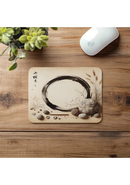 Bambu ve Taşlı Zen Sembolü Mouse Pad - 19X23 cm 2 mm Dikdörtgen Ithal Baskılı Mouse Pad fırsatları