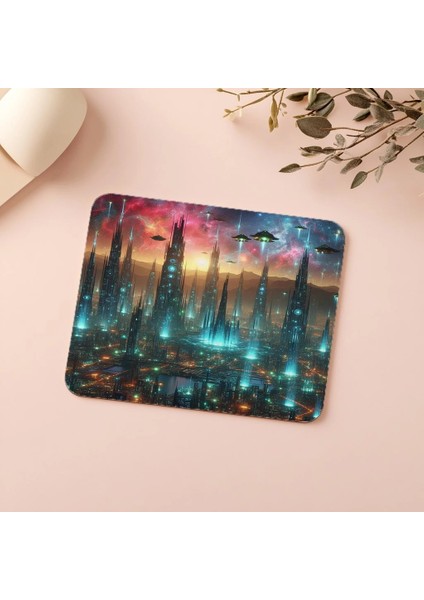 Gökyüzünde Parlayan Gece Şehri Mousepad - 19X23 cm 2 mm Dikdörtgen Ithal Baskılı Mouse Pad indirimleri