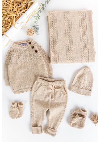 Triko Erkek Bebek Hastane Çıkışı Hediyelik Bebek Seti