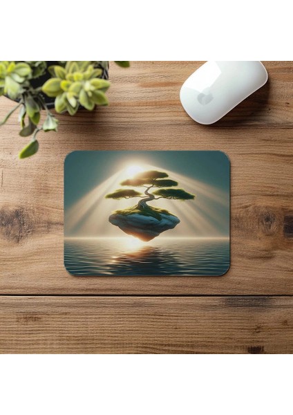 Kayalık Üzerinde Bonsai 3D Mouse Pad - 19X23 cm 2 mm Dikdörtgen Ithal Baskılı Mouse Pad fırsatları