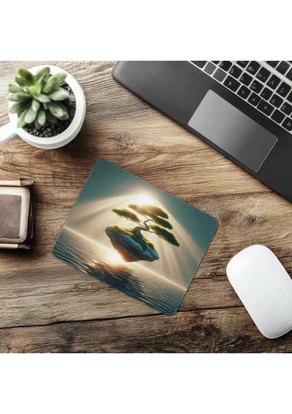 Kayalık Üzerinde Bonsai 3D Mouse Pad - 19X23 cm 2 mm Dikdörtgen Ithal Baskılı Mouse Pad