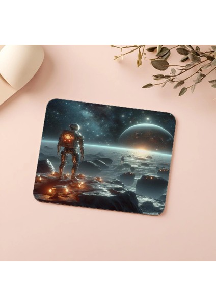 Yıldızlara Bakan Robot Temalı Mouse Pad - 19X23 cm 2 mm Dikdörtgen Ithal Baskılı Mouse Pad indirimleri