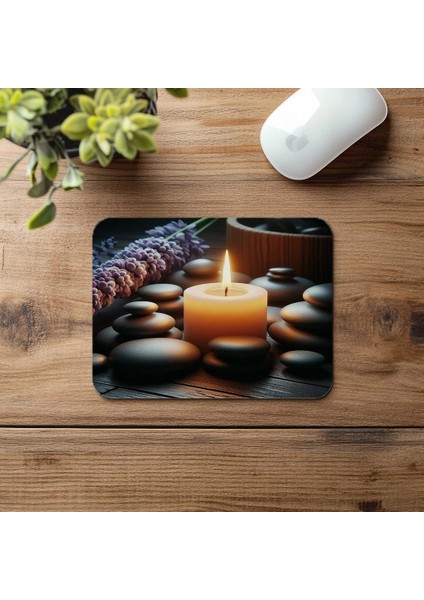 Kapalı Mekan Huzur Mousepad – Mum Efekti - 19X23 cm 2 mm Dikdörtgen Ithal Baskılı Mouse Pad fırsatları