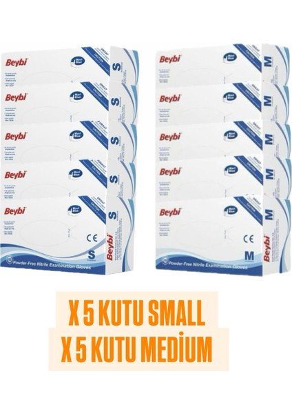 10 Kutu Pudrasız Mavi Nitril Muayene Eldiveni- Small / Medium Beden fiyatları