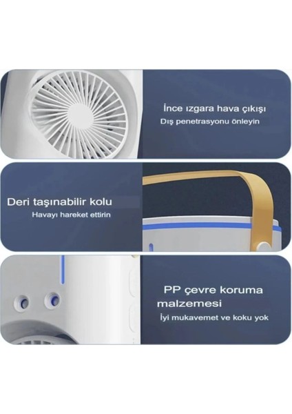 Masaüstü Çift Fanlı Buzlu Vantilatör LED Işıklı Otomatik Salınımlı Taşınabilir Soğutucu Fan Buzlu Klima fırsatları