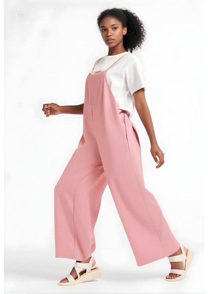 Kadın Pudra Ayarlanabilir Askılı Cepli Bol Paça Bahçıvan Tulum HZL22S-BD170191 fiyatları
