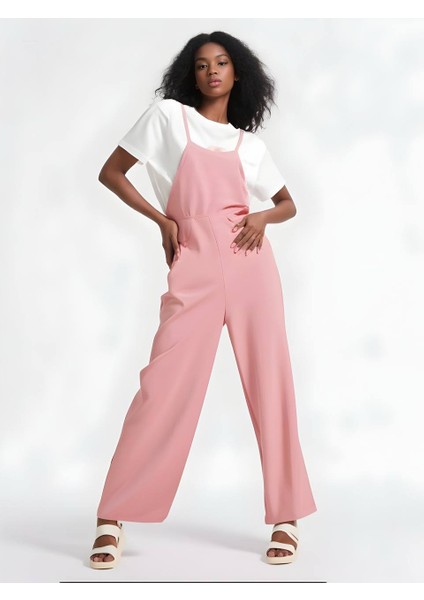 Kadın Pudra Ayarlanabilir Askılı Cepli Bol Paça Bahçıvan Tulum HZL22S-BD170191 modelleri