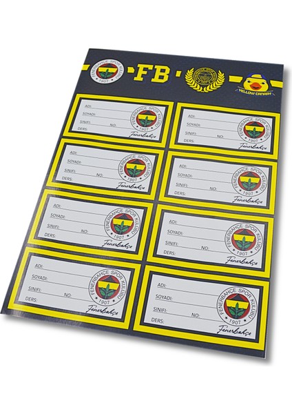 Fenerbahçe Lisanslı Stickers Okul Etiketi 3 Yaprak