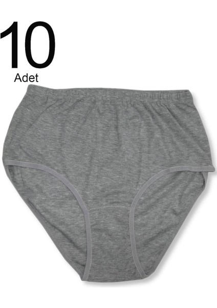 Kadın Gri 10'lu Paket Pamuklu Ribana Bato Külot fiyatları