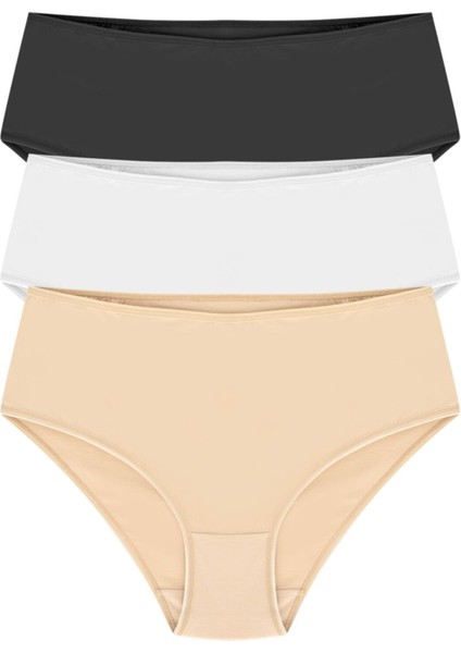 Kadın Renkli Pamuklu Yüksek Bel Bato Külot 3'lü