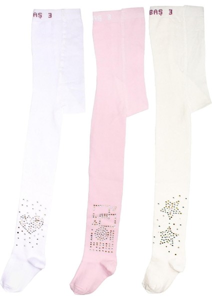Kız Çocuk Pamuklu Taşlı Desenli 3'lü Külotlu Çorap fiyatları