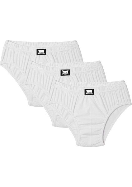 Erkek Beyaz Penye Pamuklu 6'lı Kom Slip Külot