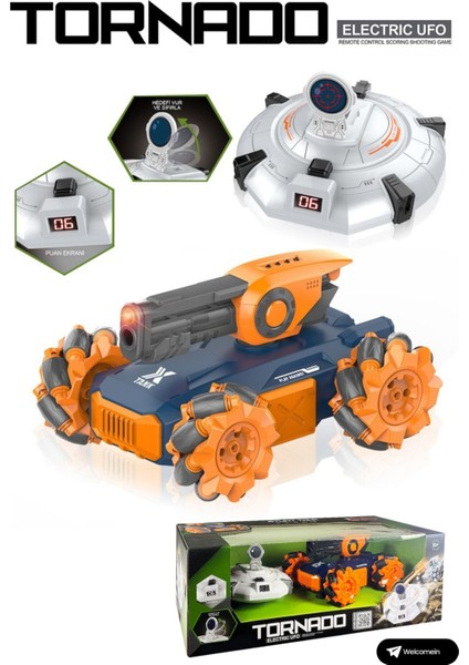 Oyuncak 2.4 Ghz Uzaktan Kumandalı Şarjlı Full Fonksiyon Şarjlı Ufo Avcısı Akrobatik Tank Araba 2in1