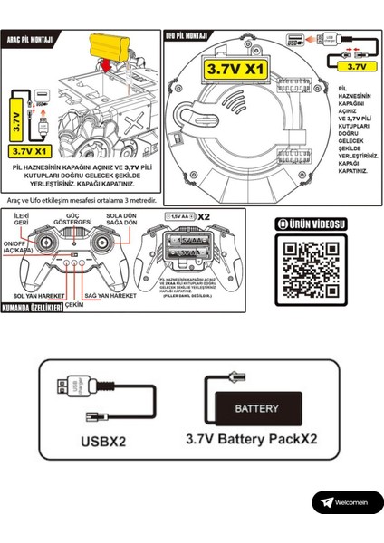 Oyuncak 2.4 Ghz Uzaktan Kumandalı Şarjlı Full Fonksiyon Şarjlı Ufo Avcısı Akrobatik Tank Araba 2in1 fırsatları